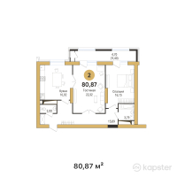 ЖК Золотой квадрат — 2-ком 80,9 м² (от 42 861 100 тг)