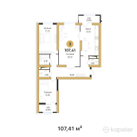 ЖК Золотой квадрат — 3-ком 107,4 м² (от 56 927 300 тг)