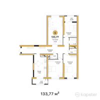 ЖК Золотой квадрат — 4-ком 133,8 м² (от 70 898 100 тг)