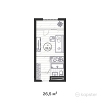 ЖК AQTAM — 1-ком 26,5 м² (от 11 130 000 тг)