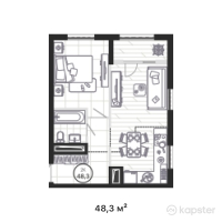 ЖК AQTAM — 2-ком 48,3 м² (от 20 286 000 тг)