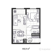 ЖК AQTAM — 2-ком 48,9 м² (от 20 538 000 тг)