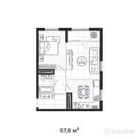 ЖК AQTAM — 2-ком 57,6 м² (от 24 192 000 тг)