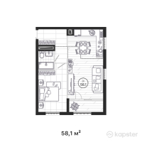 ЖК AQTAM — 2-ком 58,1 м² (от 24 402 000 тг)