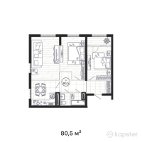 ЖК AQTAM — 3-ком 80,5 м² (от 33 810 000 тг)