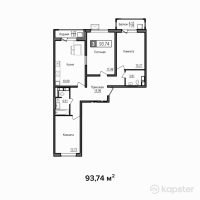 ЖК Алтын Шар 2 — 3-ком 93,7 м² (null)