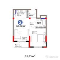 ЖК 1st by BI — 2-ком 65,8 м² (от 134 951 500 тг)