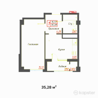 ЖК Оазис — 1-ком 35,3 м² (null)