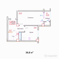 ЖК Оазис — 1-ком 36,8 м² (null)