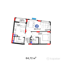 ЖК Arena Vista — 2-ком 64,7 м² (от 37 990 640 тг)