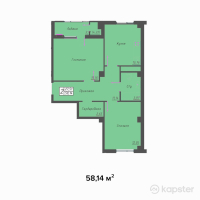 ЖК Оазис — 2-ком 58,1 м² (null)