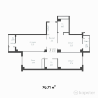 ЖК Оазис — 3-ком 76,7 м² (null)