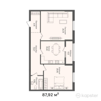 ЖК Altyn Uia — 2-ком 87,9 м² (от 37 209 942 тг)