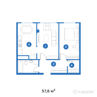 ЖК Seyfullin Park — 2-ком 57,8 м² (null)