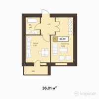 ЖК Оркендеу — 1-ком 36 м² (null)