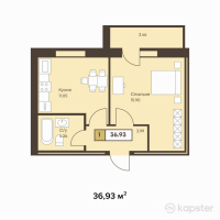 ЖК Оркендеу — 1-ком 36,9 м² (null)