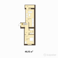 ЖК Оркендеу — 1-ком 46,2 м² (null)