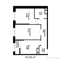ЖК Berekeli — 2-ком 61,3 м² (от 33 386 700 тг)