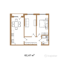 ЖК Buta Albion — 2-ком 62,5 м² (от 30 610 300 тг)