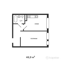 ЖК Атмосфера — 1-ком 46,9 м² (от 19 698 000 тг)