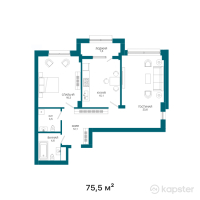 ЖК Austria — 2-ком 75,5 м² (от 47 867 000 тг)