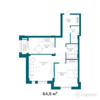 ЖК Austria — 2-ком 64,8 м² (от 41 083 200 тг)
