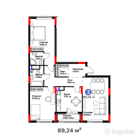ЖК Bosaga — 3-ком 89,2 м² (от 44 704 230 тг)