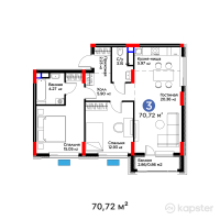 ЖК Bosaga — 3-ком 70,7 м² (от 30 049 880 тг)
