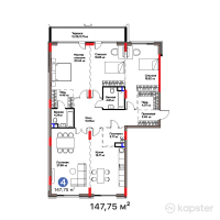 ЖК Family Gardens — 4-ком 147,8 м² (от 128 365 200 тг)