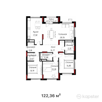 ЖК Bestogai — 4-ком 122,4 м² (от 67 909 800 тг)