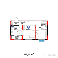 ЖК Arena City. Sport Almaty — 2-ком 55,1 м² (от 41 650 140 тг)