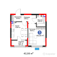 ЖК Arena City. Life Almaty — 1-ком 42,6 м² (от 31 889 349 тг)