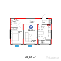ЖК Saulet — 2-ком 62,6 м² (от 47 731 469 тг)