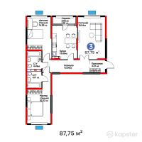 ЖК Saulet — 3-ком 87,8 м² (от 53 553 825 тг)