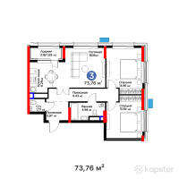 ЖК Auez — 3-ком 73,8 м² (от 39 228 519 тг)