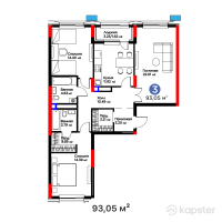 ЖК Auez — 3-ком 93,1 м² (от 46 450 560 тг)