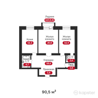 ЖК Elegance — 2-ком 90,5 м² (от 37 105 000 тг)