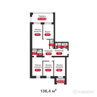 ЖК Elegance — 4-ком 136,4 м² (от 55 924 000 тг)