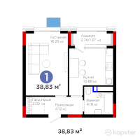 ЖК Arena Style — 1-ком 38,8 м² (от 23 186 170 тг)