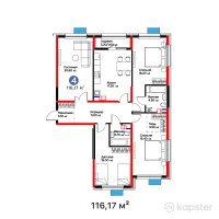 ЖК Flora Gardens — 4-ком 116,2 м² (от 48 066 500 тг)