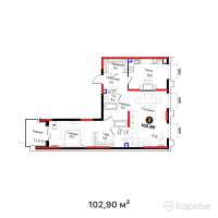 ЖК Tamga Residence — 2-ком 102,9 м² (от 166 598 381 тг)