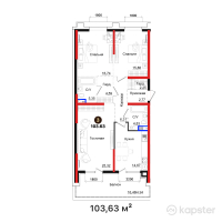 ЖК Tamga Residence — 3-ком 103,6 м² (от 175 292 218 тг)