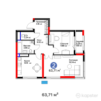 Квартал Capital Park. Emotions — 2-ком 63,7 м² (от 48 562 311 тг)