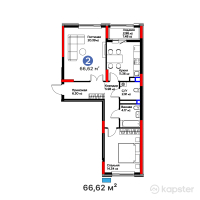 Квартал Capital Park. Emotions — 2-ком 66,6 м² (от 45 152 372 тг)