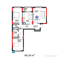 Квартал Capital Park. Emotions — 3-ком 88,3 м² (от 57 381 437 тг)