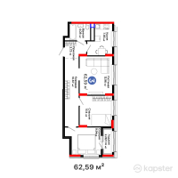 ЖК Sezim Qala. Orken — 3-ком 62,6 м² (от 36 352 272 тг)