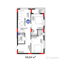 ЖК Sezim Qala. Orken — 3-ком 69,8 м² (от 36 473 242 тг)