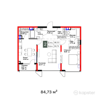 ЖК El Monte — 2-ком 84,7 м² (от 152 937 650 тг)