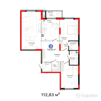 ЖК Hyde Park Shymkent — 3-ком 112,8 м² (от 101 276 208 тг)