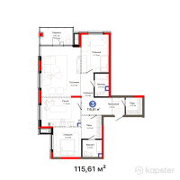 ЖК Hyde Park Shymkent — 3-ком 115,6 м² (от 103 549 565 тг)